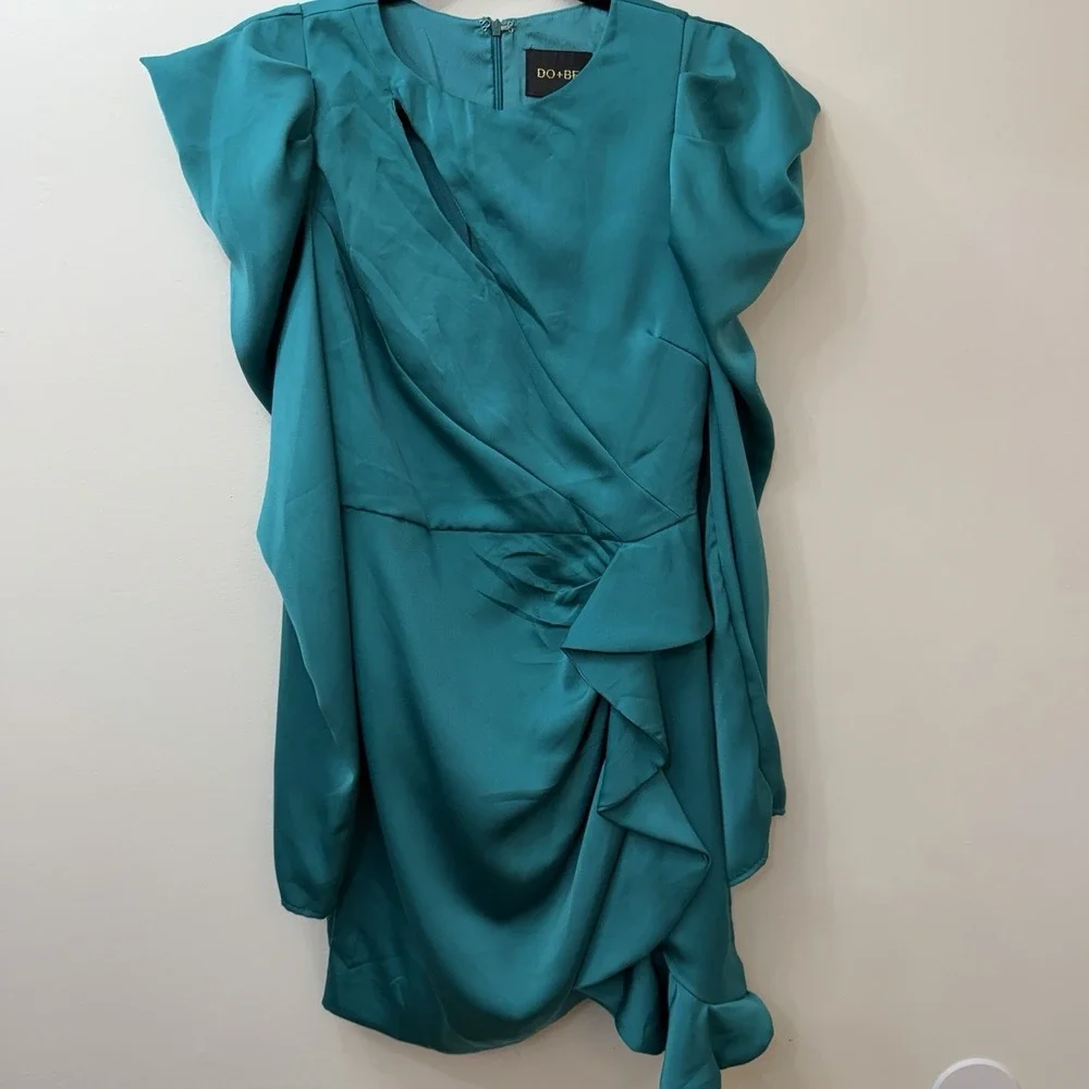 Do + Be Women's Turquoise Blue Long Sleeve Cocktail Dress Semi Formal NWT S - Picture 3 of 12